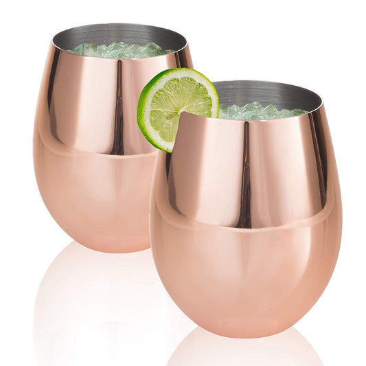 Fleming Sales 10331 Colton Stemless Copper Plated Stemless Beverage Glass, 17 oz