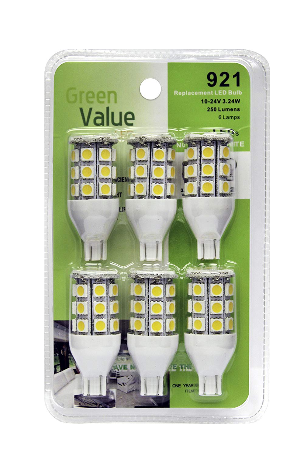Ming's Mark Natural White Pack of 6 25012V LED Bulb 921 Base, 6 Pack