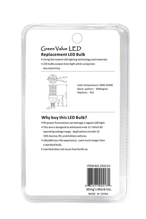 Ming's Mark Natural White Pack of 6 25012V LED Bulb 921 Base, 6 Pack