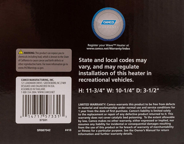 Camco 57331 Olympian Wave-3 3000 BTU LP Gas Catalytic Heater