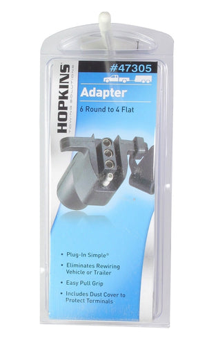 Hopkins Towing 47305 6-Wire Round To 4-Wire Flat Plug-In Simple Adapter