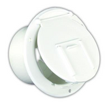 JR Products 370-2-A Polar White Round Electric Cable Hatch with Back