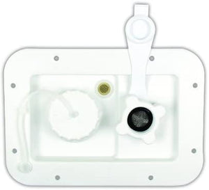 JR Products 497-AB-2P-A Polar White City/Gravity RV Water Hatch & Plastic Valve