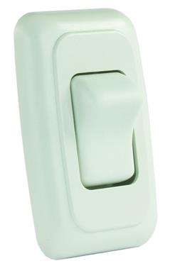 JR Products 12005 White Single SPST On-Off Switch with Bezel