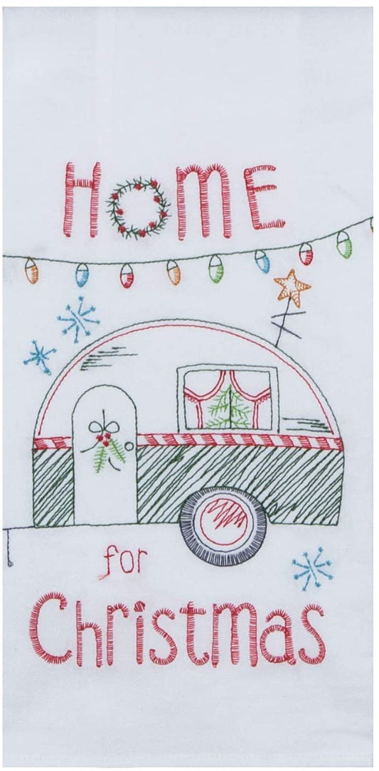 Kay Dee Designs H3200 Embroidered Christmas Camper Trailer Flour Sack Dish Towel