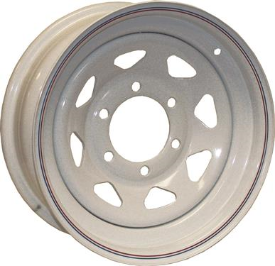 Loadstar Tire Rim 20532 15X6 Spk 6H 5.5 White with Stripes