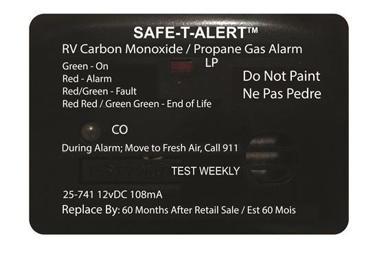 MTI Industries 12V 25 Series Safe-T-Alert Mini RV Dual Carbon Monoxide/Propane Alarm 25-741-BL