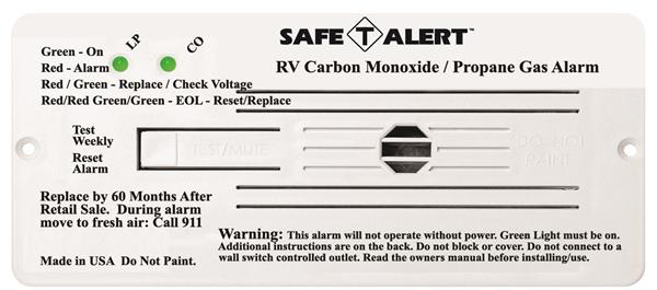 MTI Industries 12V 35 Series Safe-T-Alert Flush Mount RV Dual Carbon Monoxide/Propane Alarm, White 35-742-WT