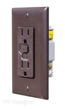 RV Designer S805, Dual GFCI Outlet with Cover Plate, Brown