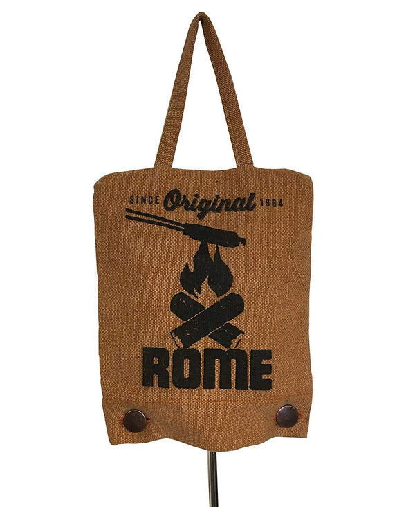 Rome Industry 1997 Campfire Cookware Storage Bag; Use To Cover The Head Of A Square Or Round Pie Iron; 7-1/2 Inch Length x 6 Inch Width; Metal Button Closure; Canvas; With Hanging Loop