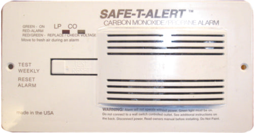 MTI Industry 70-742-P-WT Carbon Monoxide/ Propane Leak Detector; Safe-T-Alert (TM); Detects Both LP And CO Gas; Alerts To Leak With Beeping; Without Digital Display; Flush Mount; 12 Volt DC Hardwire; White