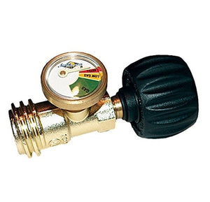 YSN Imports 06-0173  Propane Tank Gas Level Indicator; Use To Indicate Level Of Propane; Fits All Propane Appliances With Type 1 Connection; Glow In The Dark Dial; Brass; With Emergency Flow Controller/ Fire Shut Off