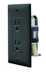 RV Designer S817, Self Contained Dual Outlet with Cover Plate, Black