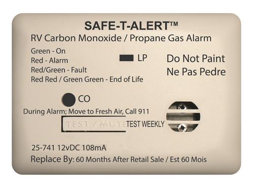  MTI Industries 12V 25 Series Safe-T-Alert Mini RV Dual Carbon Monoxide/Propane Alarm