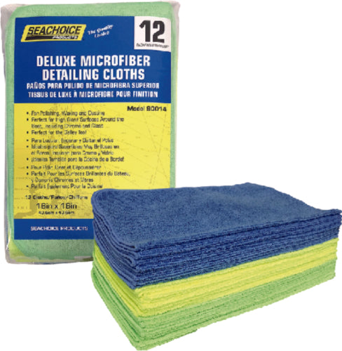 Seachoice 90014 Deluxe Microfiber Detailing Cloths, Pack of 12
