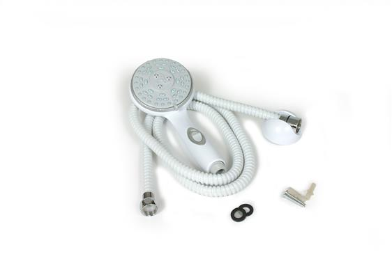 Camco 43714 Shower Head Kit with On/Off Switch and 60" Flexible Shower Hose (White)