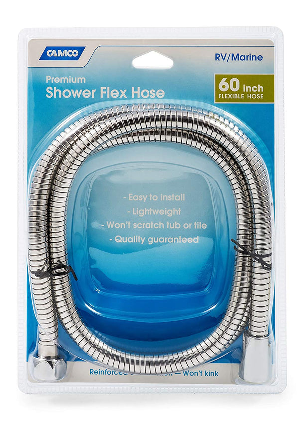 Camco 43716 RV/Marine 60" Flexible Replacement Shower Head Hose (Chrome)