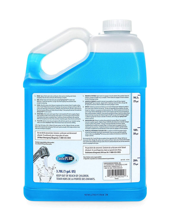 Camco TastePURE Spring Fresh Water System Cleaner and Deodorizer for RV and Marine - Cleans and Freshens Water Lines, Great for Dewinterizing - 1 Gallon (40207) 