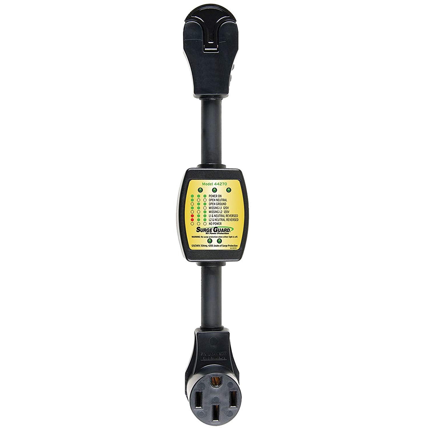 SouthWire Corp. 44270 Surge Protector; Surge Guard (R); Use To Identify Faulty Park Power Plus Offers Surge Protection/ Analyze Circuits To Verify Pedestal Power; 50 Amp; With Fault Indicator Light; Easy-T-Pull Handles; Corrosion Resistant; 4200 Joules Of Power Surge Protection; 120/ 240 Volt
