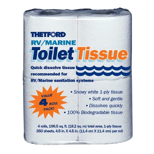 RV/ Marine Toilet Tissue - Toilet Paper for RV and Marine - 1-ply - 4 rolls - Thetford 20804