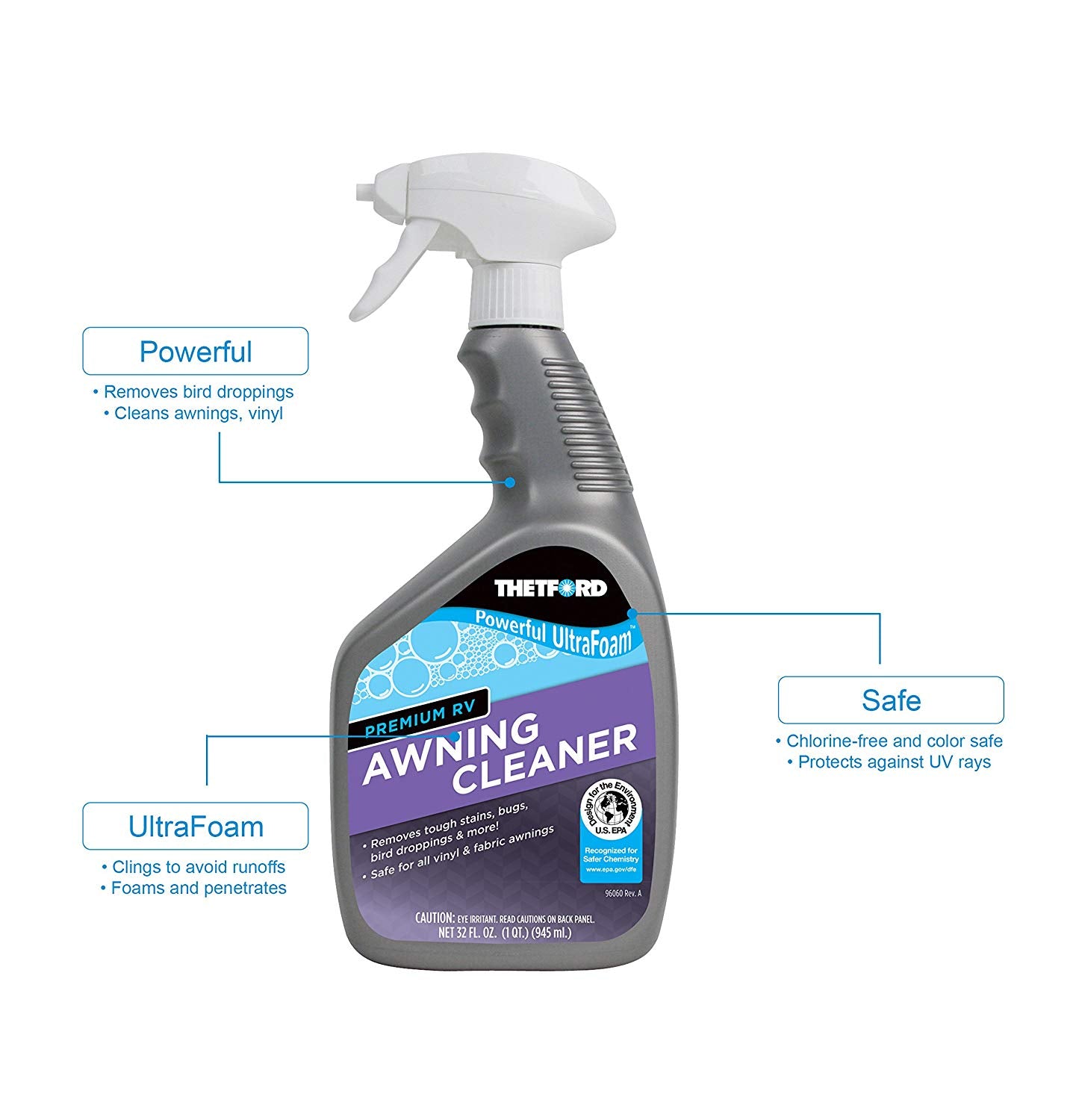 Thetford Premium RV Awning Cleaner -UltraFoam - for RV or Home Awnings - 32 oz 32822 