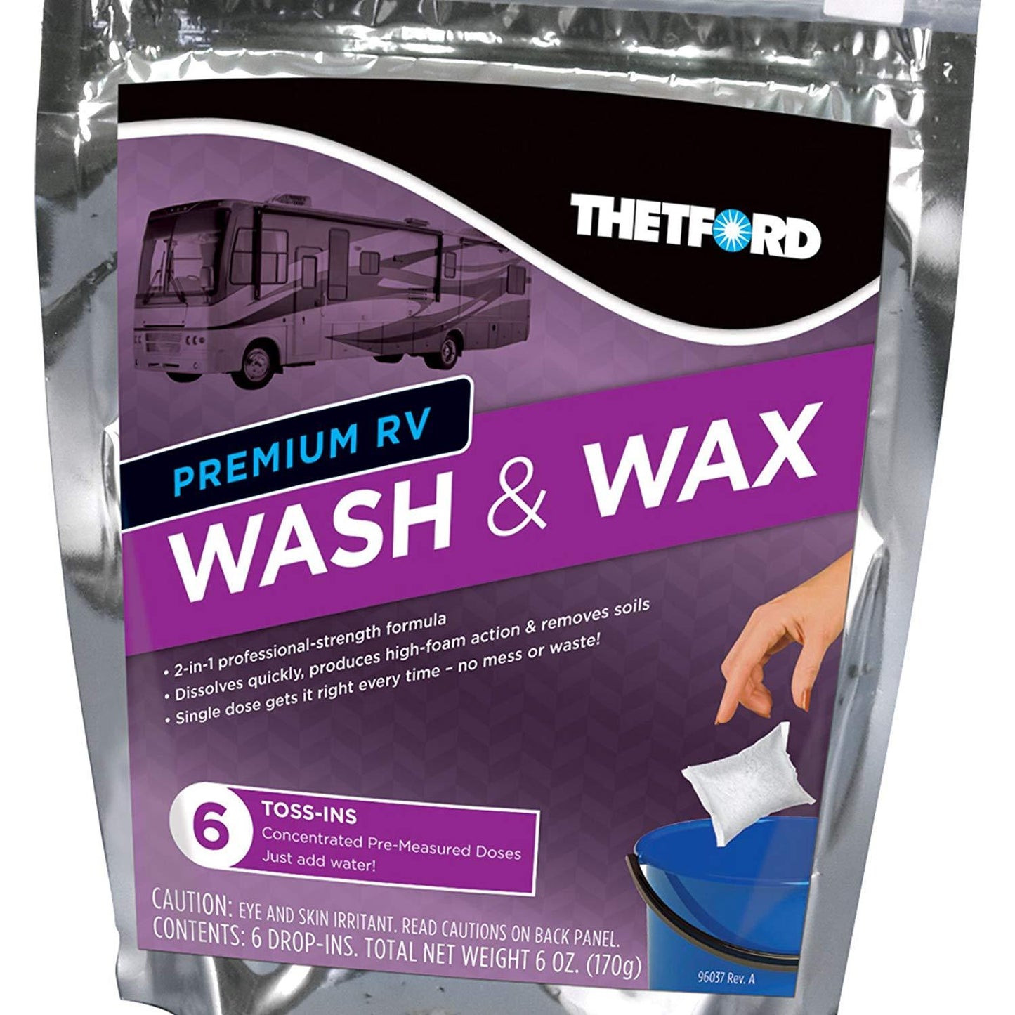 Thetford 96008 Premium Wash & Wax Toss-Ins-Detergent and Wax for Cars, RVs, Boats, Trucks-6x1 oz packets-Thetford-96008