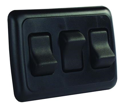 JR Products 12245 Black Triple SPST On-Off Switch with Bezel