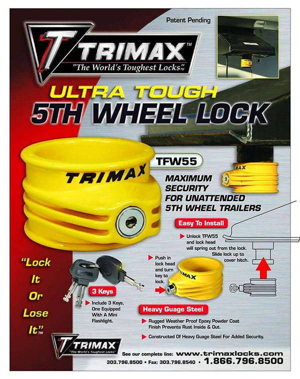 Trimax TFW55 Ultra Tough 5th Wheel Trailer Lock