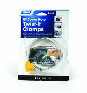 Camco 39553 RV Sewer Hose 3" Twist-It Clamps - Pack of 2