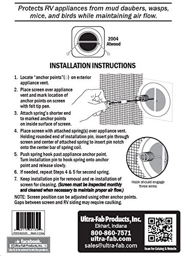 Ultra-Fab Products 53-945130 Insect Screen RV Furnace Vent