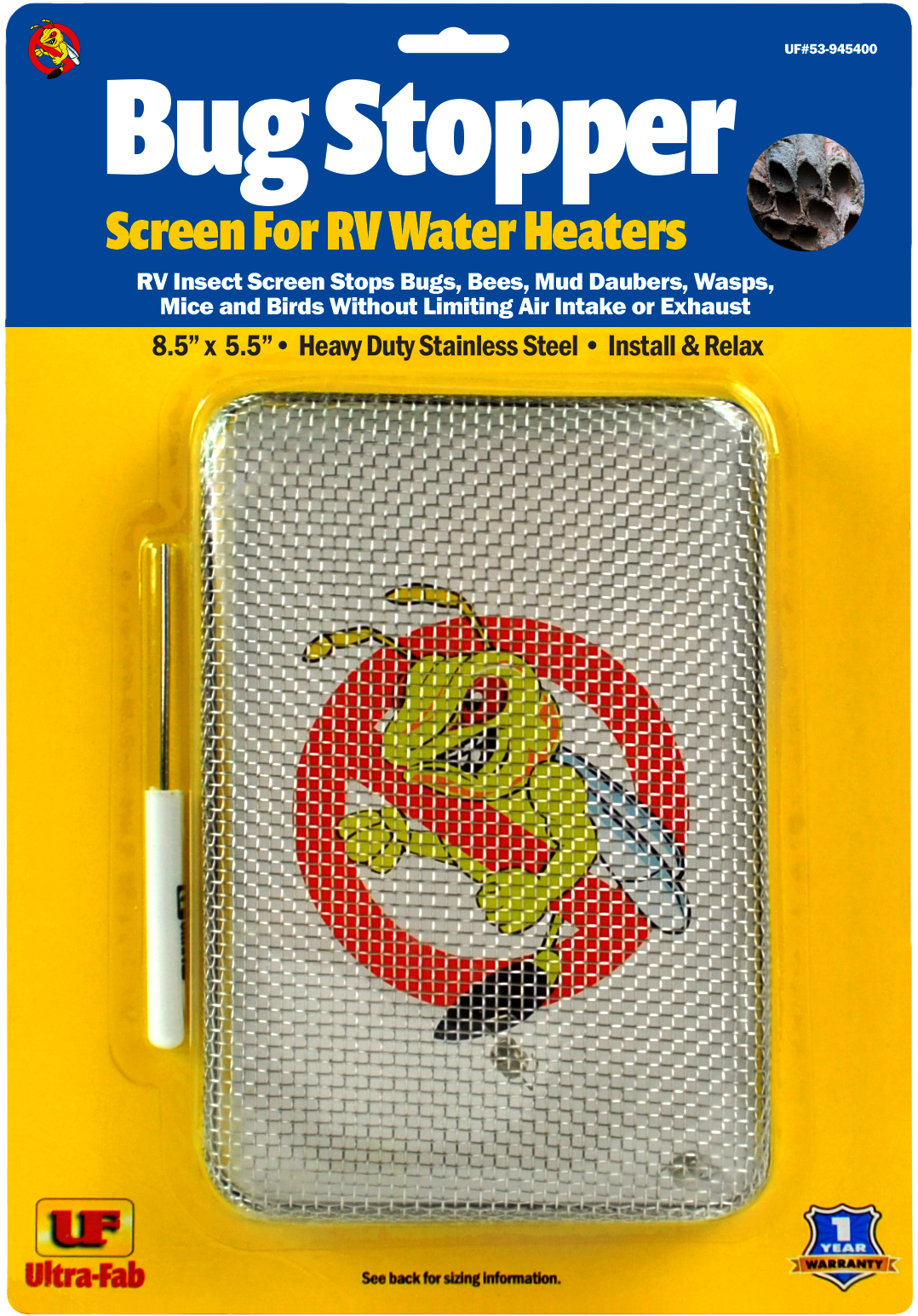 Ultra-Fab 53-945400 Mud Dauber Screen for  Atwood 6 & 10 Gallon and Suburban 6 Gallon RV Outside Water Heater Vents