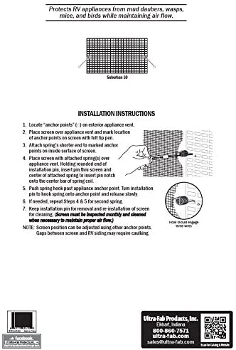 Ultra-Fab Products 53-945410 Insect Screen RV Water Heater Vent