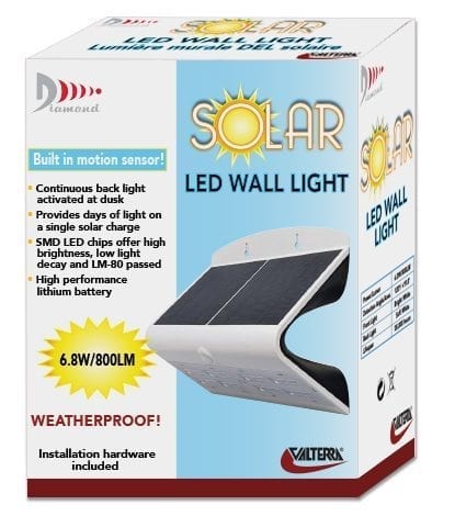 Valterra DG0168 6.8 Watts 800 Lumens Large Solar Outdoor Light, White