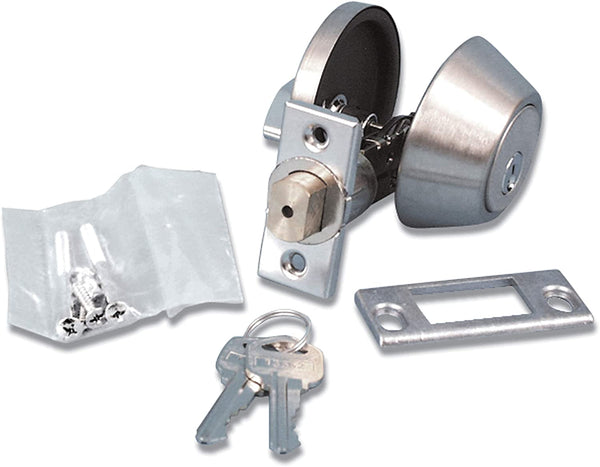 Valterra 3 Way Universal Single Cylinder RV Lock Unlock Deadbolt, Stainless Steel L32CS3008