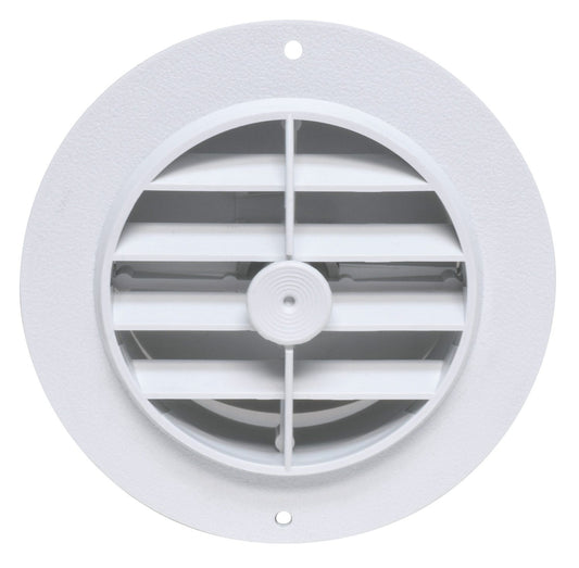 Valterra 1221.1406 A10-3350VP Rotating/Dampered Heating and A/C Register-4" ID x 5-3/8" OD, White