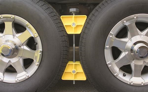 Camco RV Wheel Stop- Stabililizes Your Trailer by Securing Tandem Tires to Prevent Movement While Parked- 26" to 30" Tires- Small (44652)